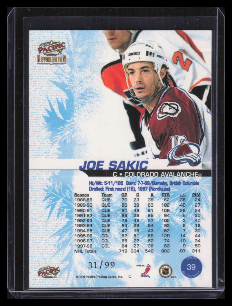 1998-99 Revolution Ice Shadow 39 Joe Sakic 31/99