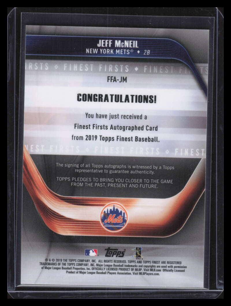 2019 Finest Firsts Autograph Orange Wave Refractor Jeff McNeil Rookie Auto 23/25
