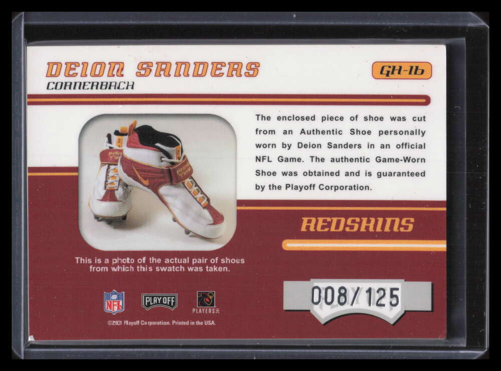 2001 Absolute Memorabilia Boss Hoggs Shoe gh16 Deion Sanders Shoe Cleat 8/125