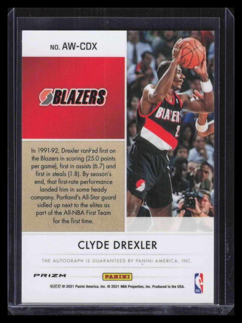 2020-21 Panini Chronicles Award-Winning Autographs 19 Clyde Drexler Auto