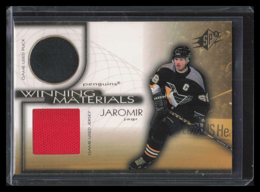 1999-00 SPx Winning Materials wm4 Jaromir Jagr Dual Puck Jersey