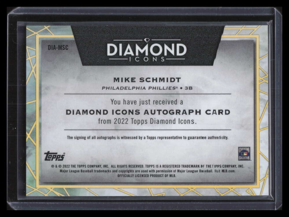 2022 Topps Diamond Icons Autographs Gold DIAMSC Mike Schmidt Auto 1/1
