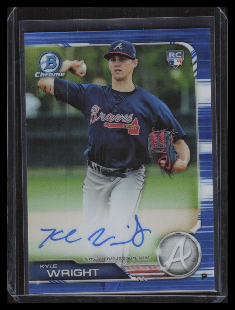 DELETE 141576 2019 Bowman Chrome Autographs Blue Refractor Kyle Wright Rookie Auto 114/150
