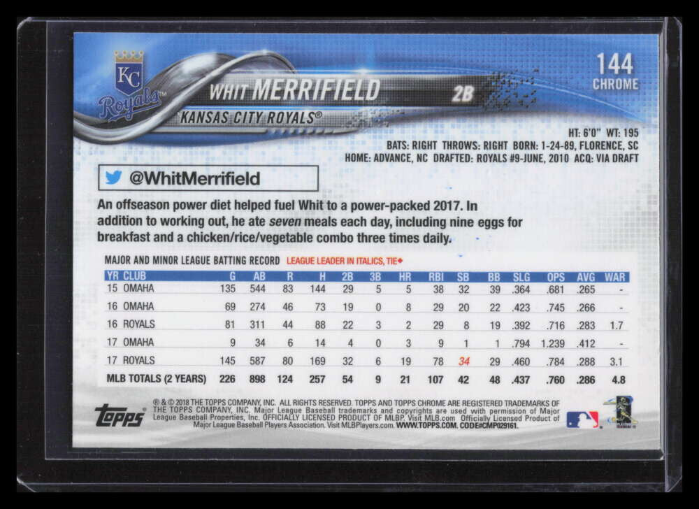 2020 Topps Archives Signature Series Whit Merrifield Auto 59/65 2018 Chrome