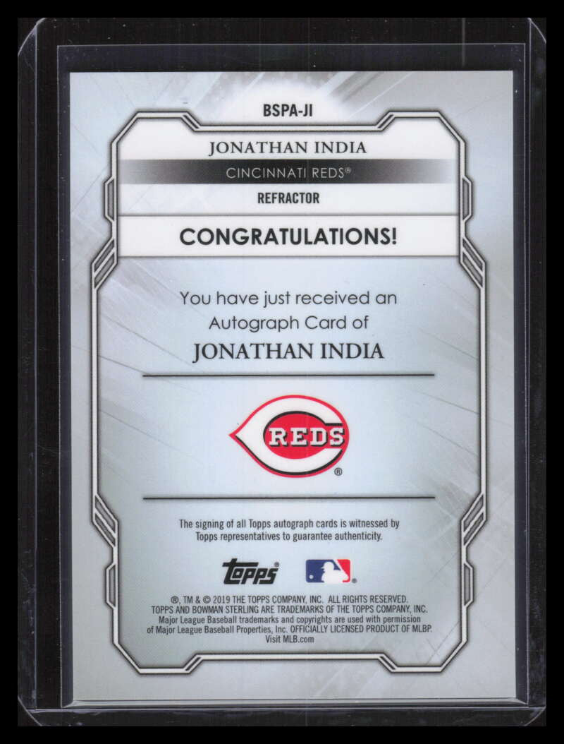 DELETE 141603 2019 Bowman Sterling Autographs Refractor Jonathan India Rookie Auto 22/150