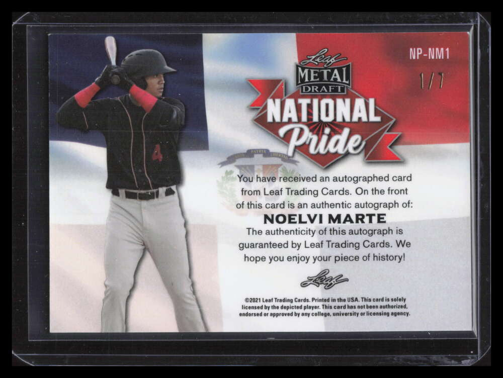 DELETE 141615 2021 Leaf Metal Draft National Pride Black Wave Noelvi Marte Rookie Auto 1/7