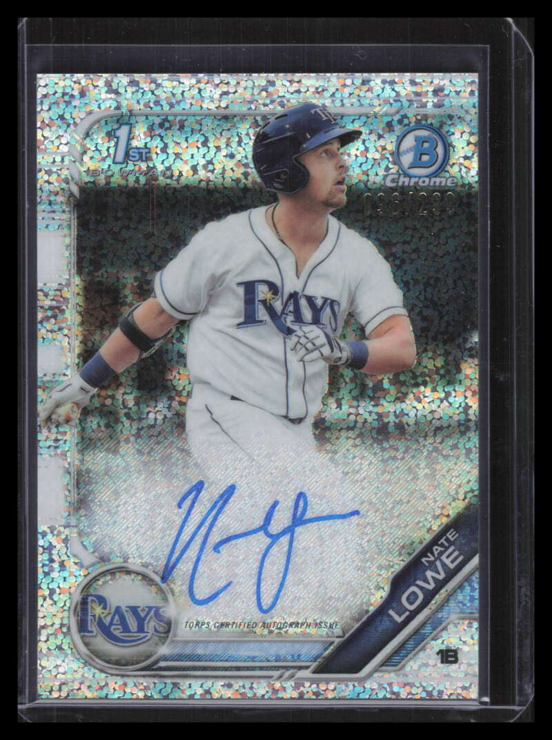 DELETE 141621 2019 Bowman Chrome Autographs Speckle Refractor Nate Lowe Rookie Auto 96/299