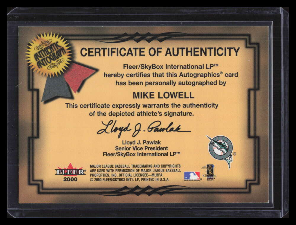 2001 Fleer Autographics Silver 61 Mike Lowell Auto 111/250