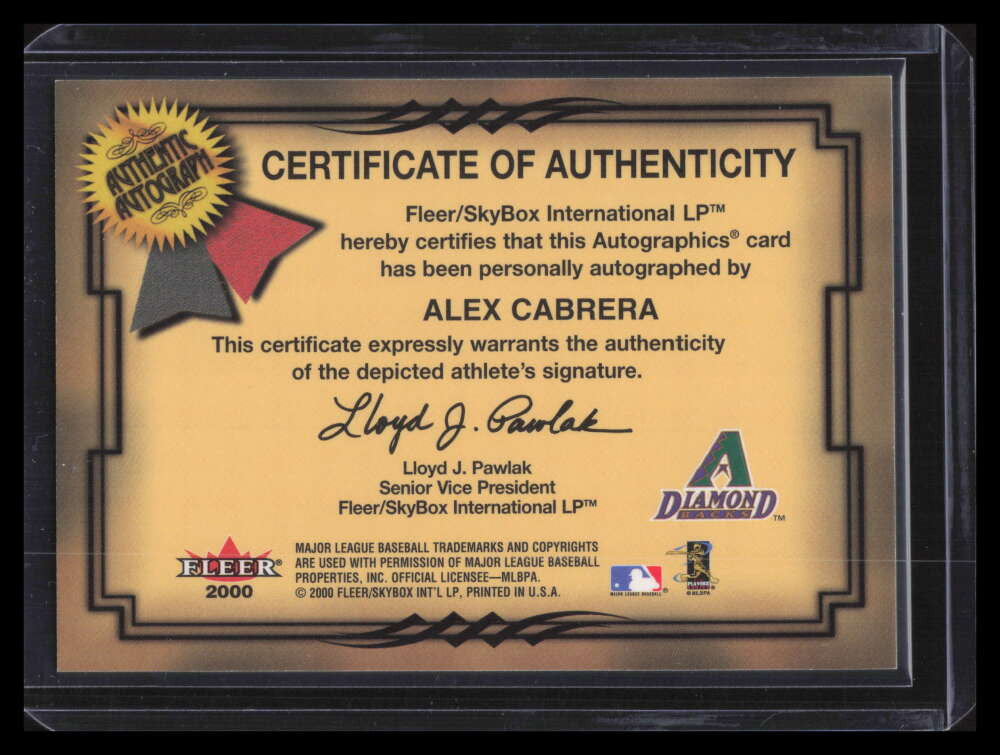 2001 Fleer Autographics 17 Alex Cabrera Auto SP