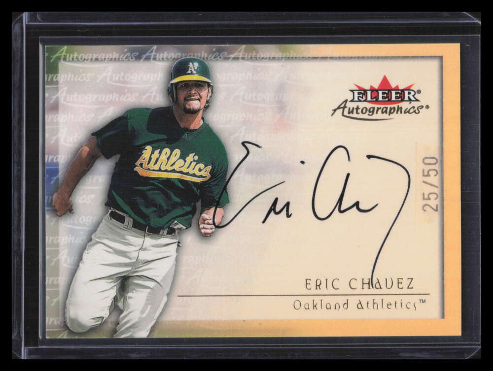 2001 Fleer Autographics Gold 20 Eric Chavez Auto 25/50