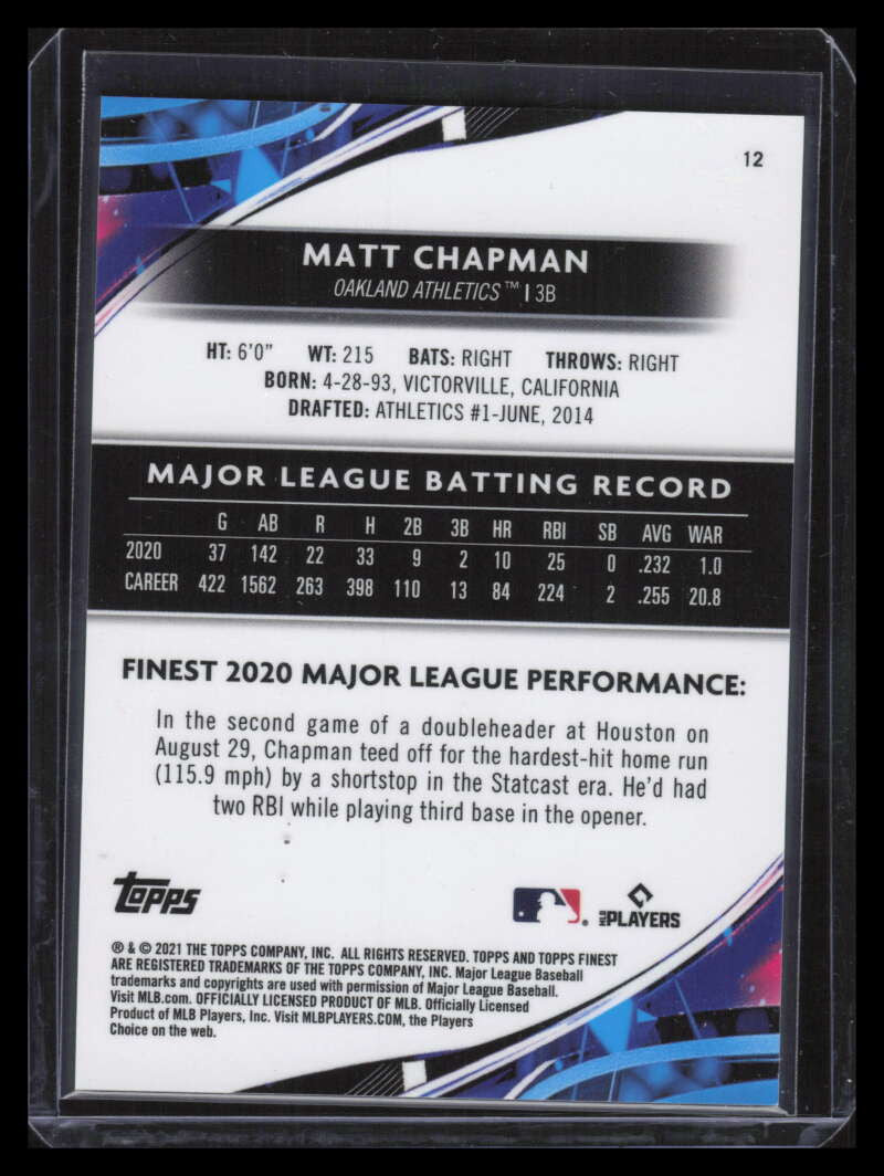 2021 Finest Gold Refractor 12 Matt Chapman 43/50