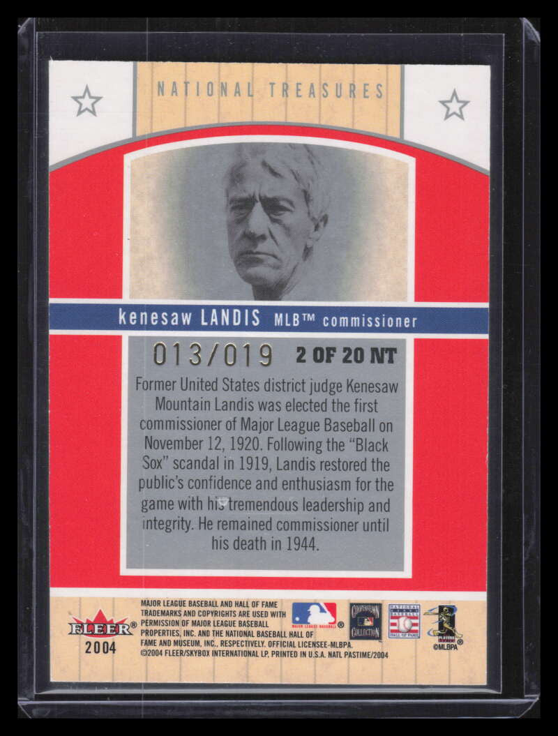 2004 National Pastime National Treasures Gold 2 Kennesaw Landis 13/19