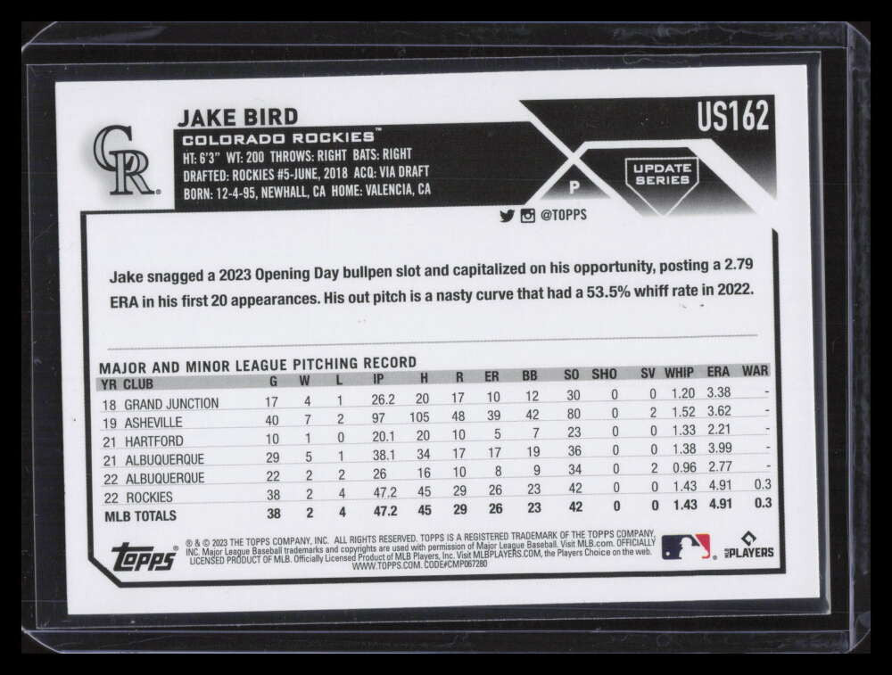 2023 Topps Update Mother's Day Pink us162 Jake Bird Rookie 32/50