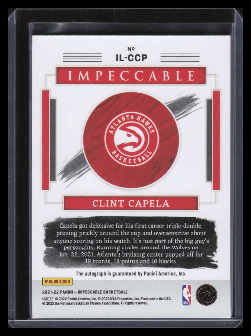 2021-22 Panini Impeccable Illustrious Ink 25 Clint Capela Auto 20/99