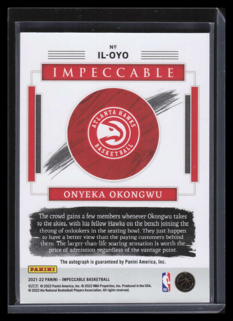 DELETE 141814 2021-22 Panini Impeccable Illustrious Ink 34 Onyeka Okongwu Auto 31/49