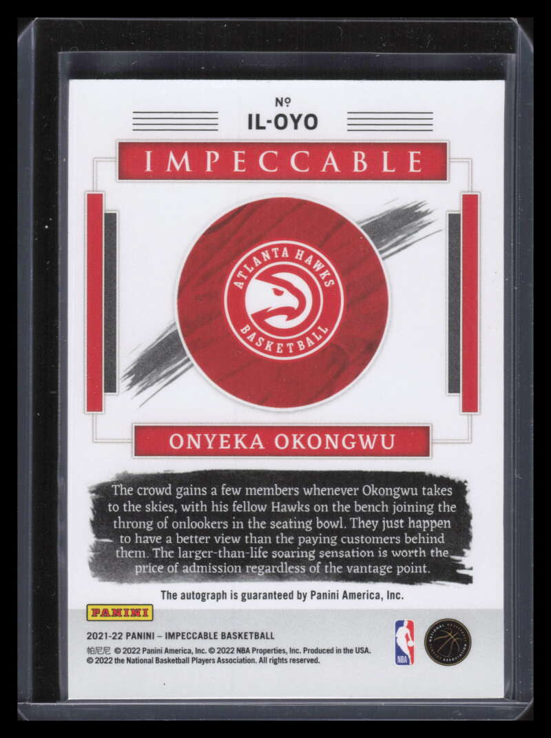 DELETE 141815 2021-22 Panini Impeccable Illustrious Ink 34 Onyeka Okongwu Auto 44/49