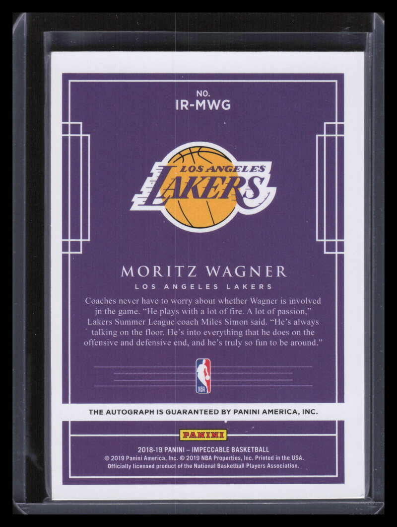 DELETE 141816 2018-19 Panini Impeccable Rookie Signatures 25 Moritz Wagner Rookie Auto 12/99