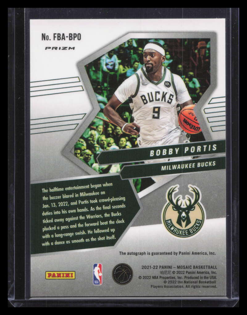 2021-22 Panini Mosaic Autographs Fast Break 13 Bobby Portis Auto