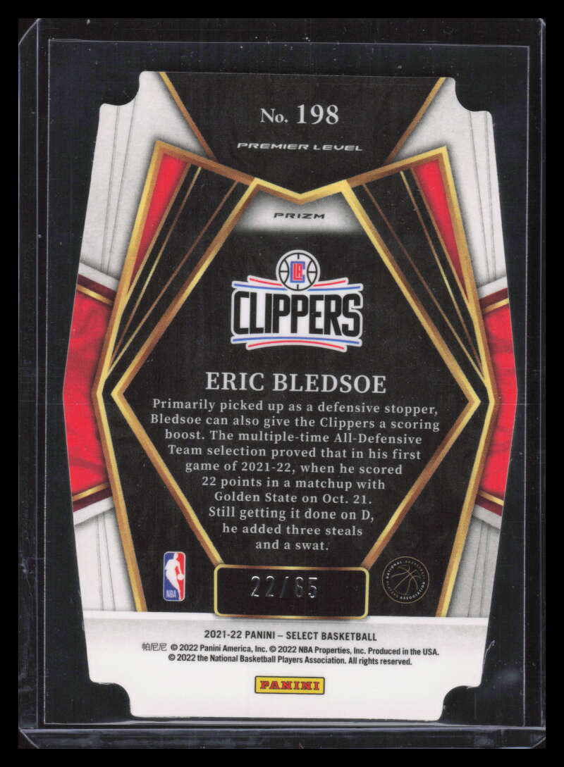 2021-22 Select Prizms Orange Die Cut Refractor 198 Eric Bledsoe 22/65