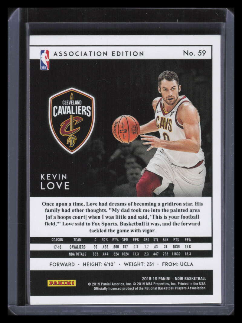 2018-19 Panini Noir Holo Silver 59 Kevin Love A 17/25 Association Edition