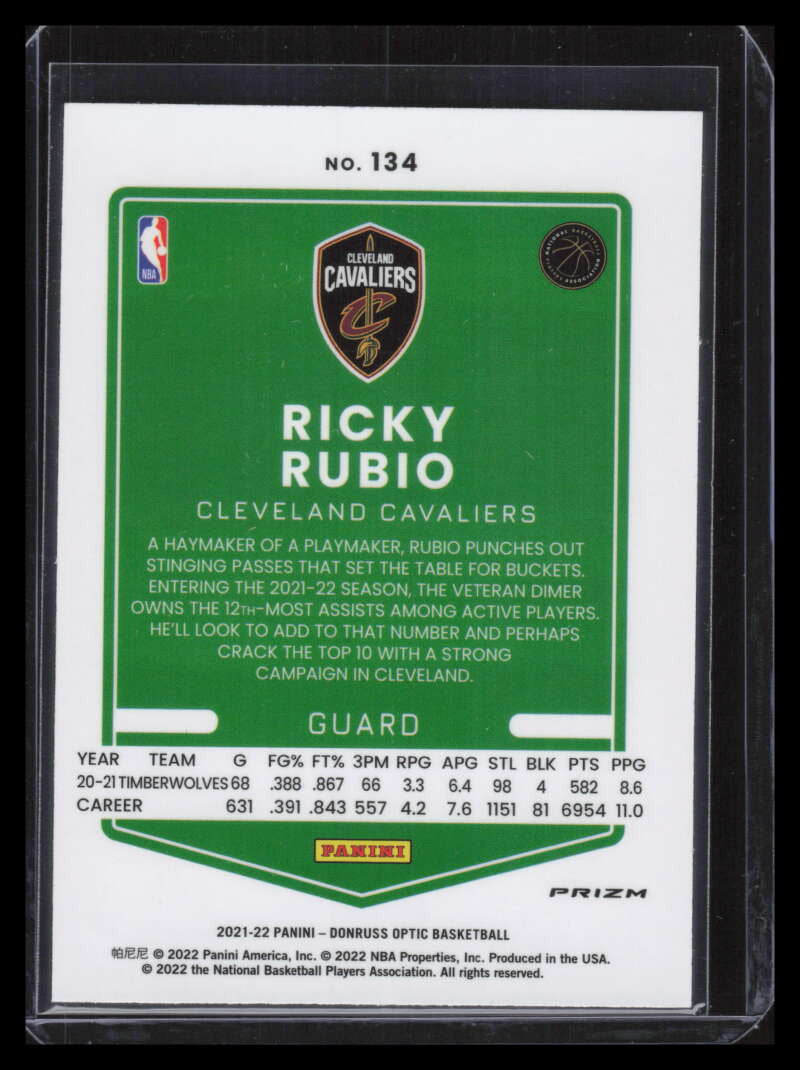 2021-22 Donruss Optic Photon Refractor 134 Ricky Rubio