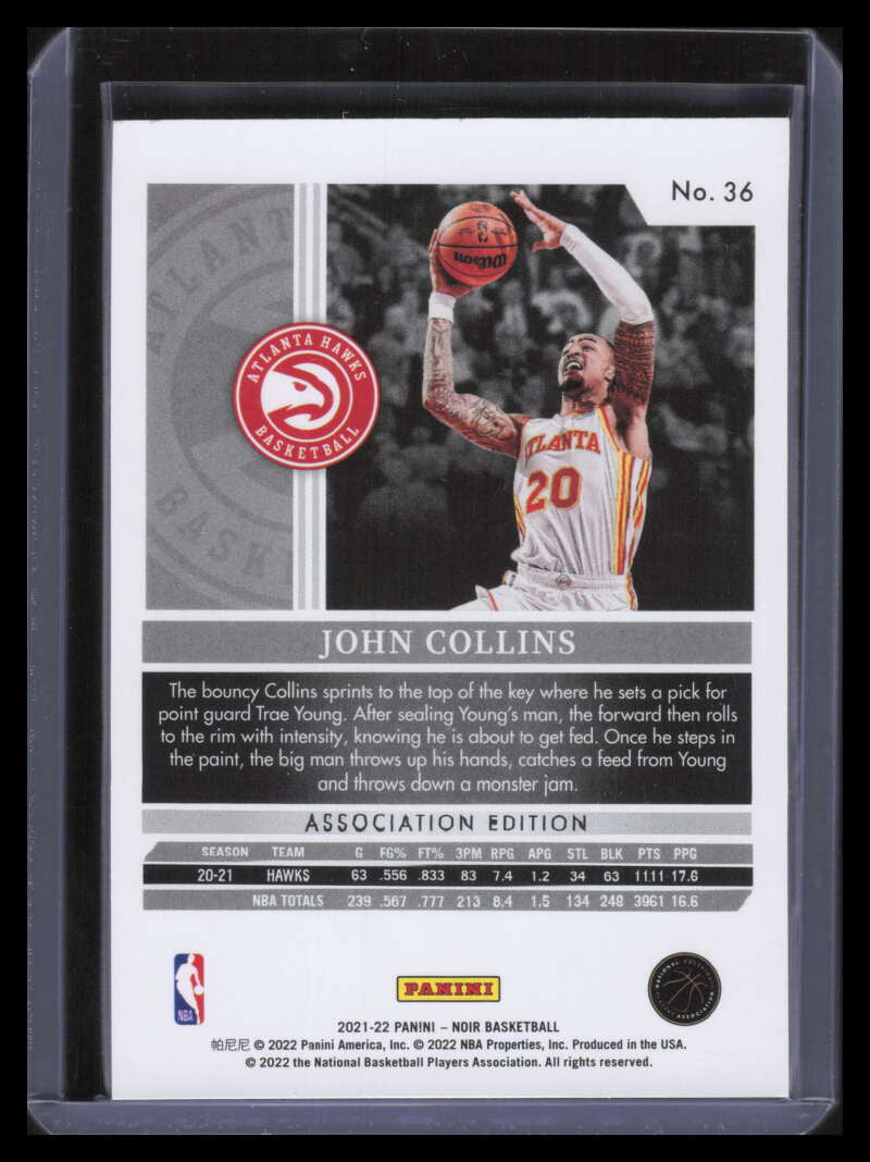 2021-22 Panini Noir Holo Silver 36 John Collins A 9/35 Association Edition