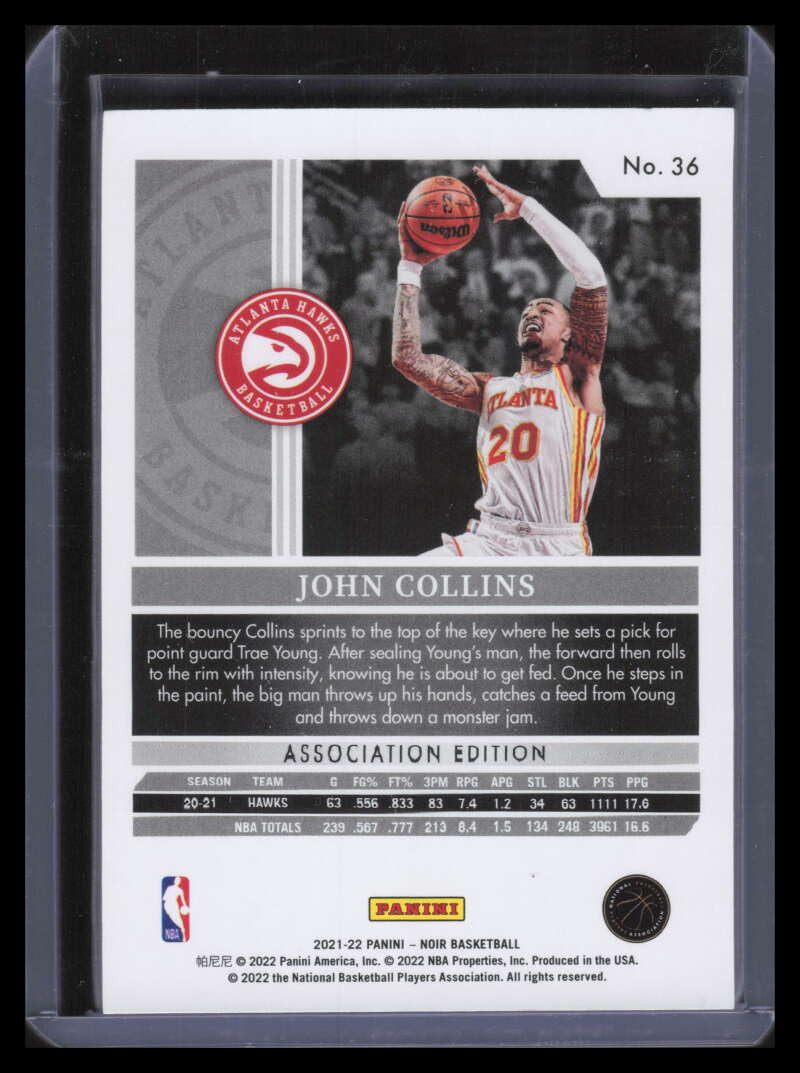 2021-22 Panini Noir Holo Silver 36 John Collins A 30/35 Association Edition