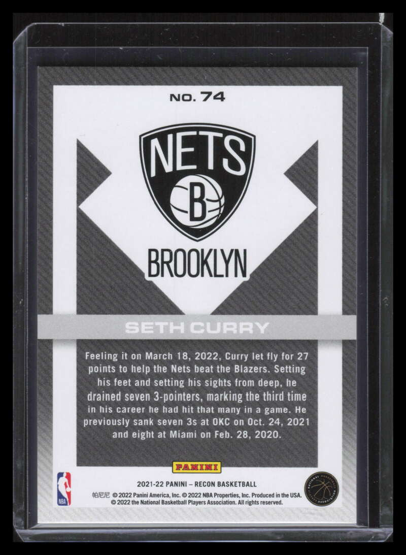 2021-22 Panini Recon Holo Dots 74 Seth Curry