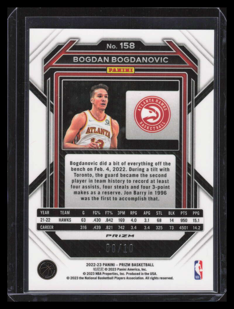 2022-23 Panini Prizm Prizms Gold Shimmer FOTL 158 Bogdan Bogdanovic 8/10