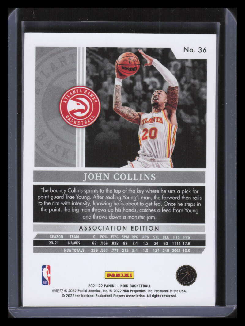 2021-22 Panini Noir Holo Gold 36 John Collins A 3/5 Association Edition