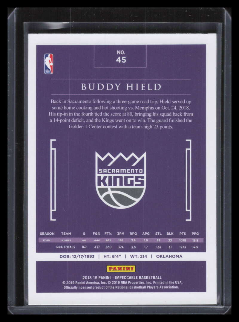 2018-19 Panini Impeccable Gold 45 Buddy Hield 12/35