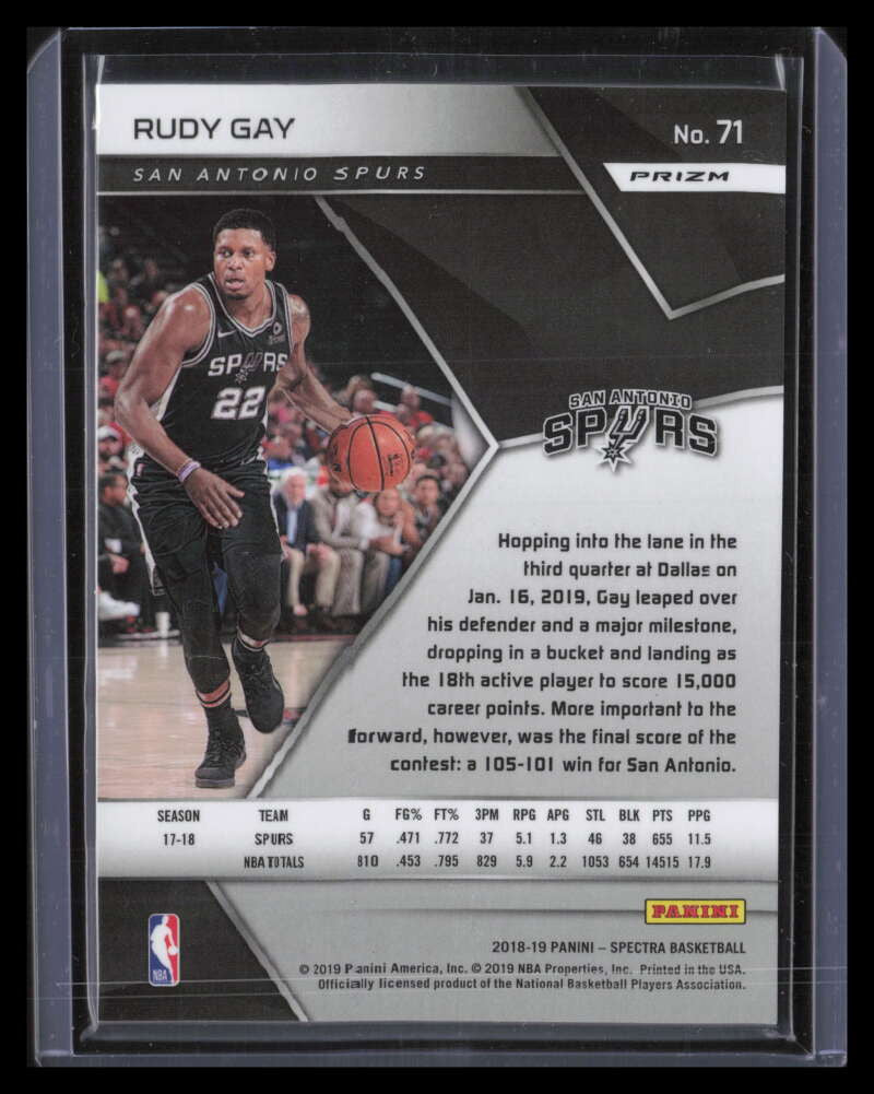 2018-19 Panini Spectra White Sparkle Refractor 71 Rudy Gay