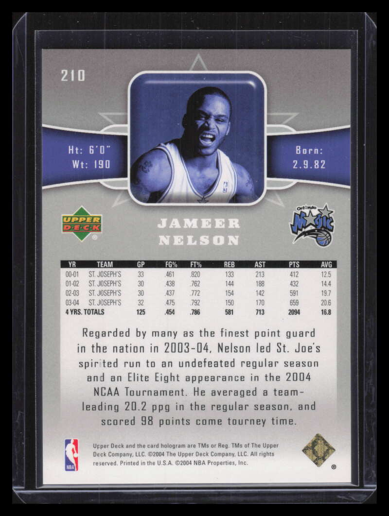 2004-05 Upper Deck Exclusives 210 Jameer Nelson Rookie 32/100