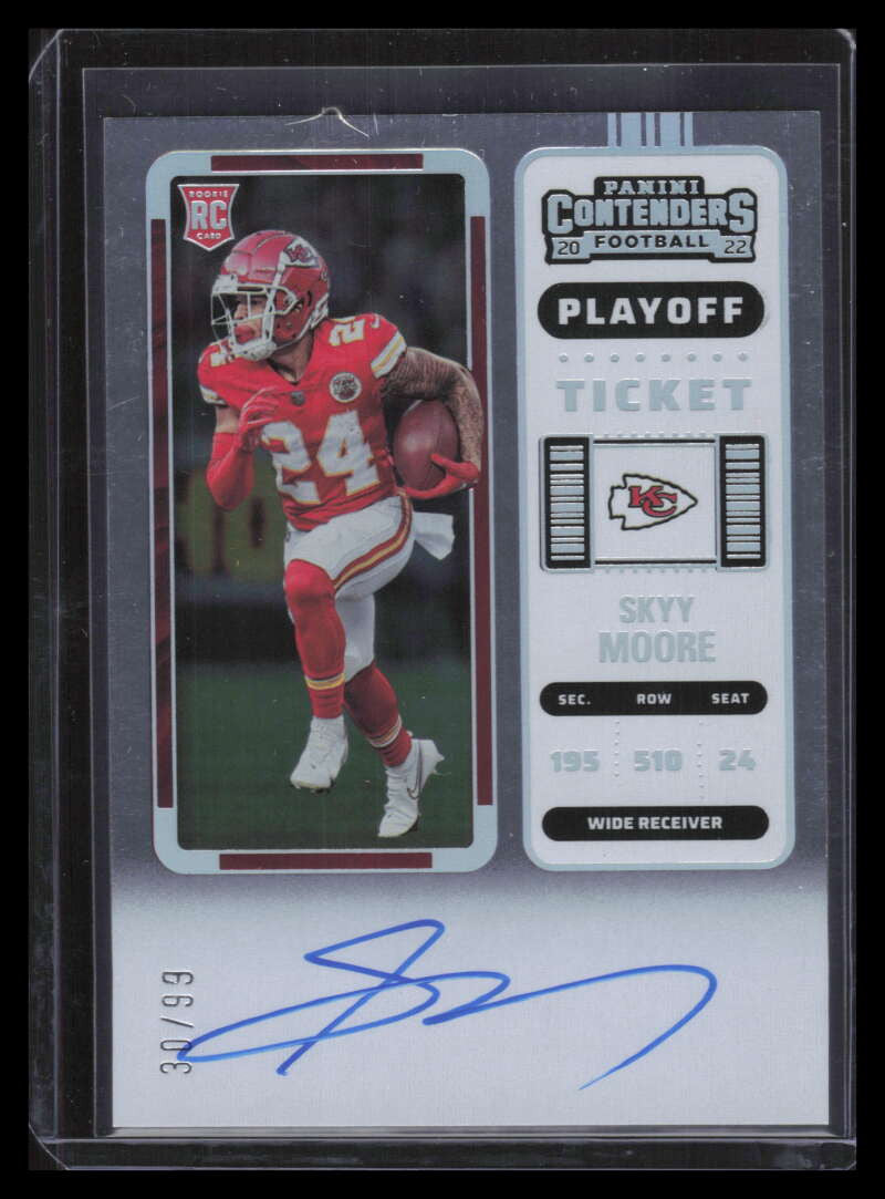 2022 Panini Contenders Playoff Ticket 134a Skyy Moore Rookie Auto 30/99