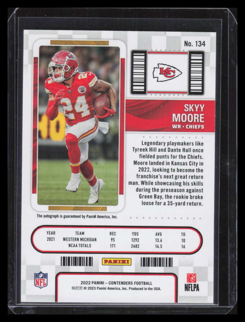 2022 Panini Contenders Playoff Ticket 134a Skyy Moore Rookie Auto 30/99