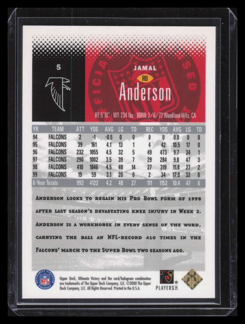 2000 Ultimate Victory Parallel 100 5 Jamal Anderson 13/100