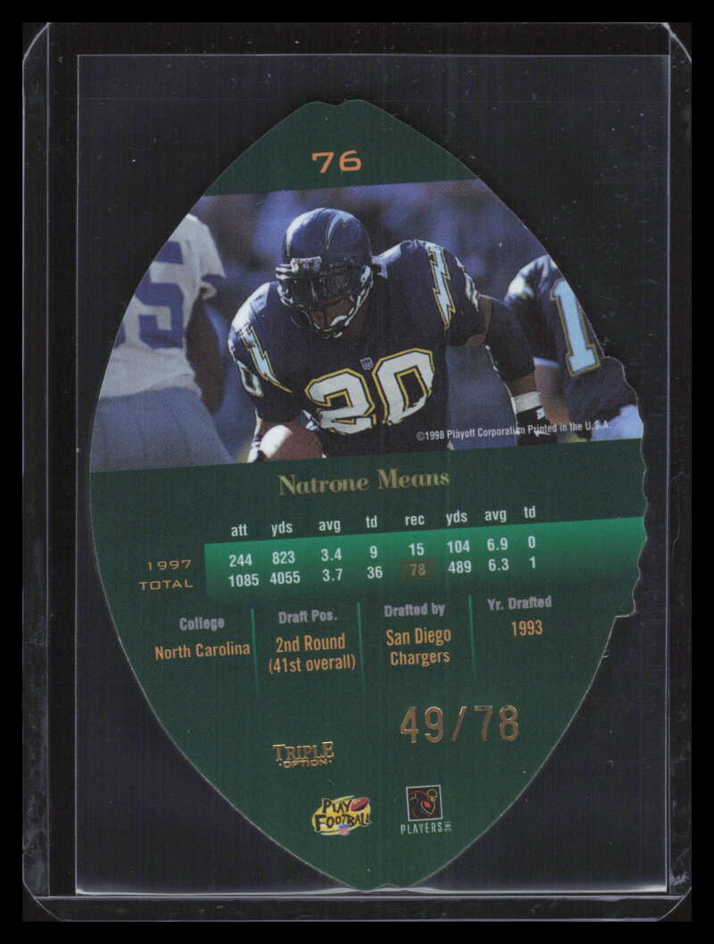 1998 Playoff Contenders Leather Gold 76 Natrone Means 49/78