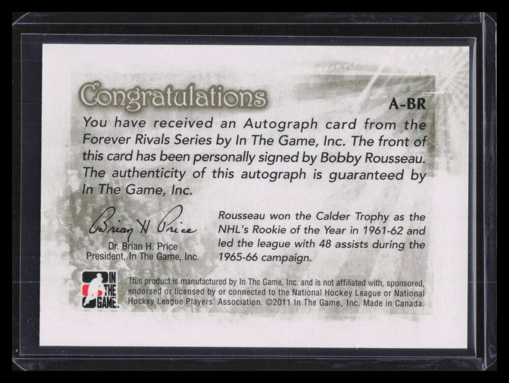 2012-13 ITG Forever Rivals Autographs ABR Bobby Rousseau Auto