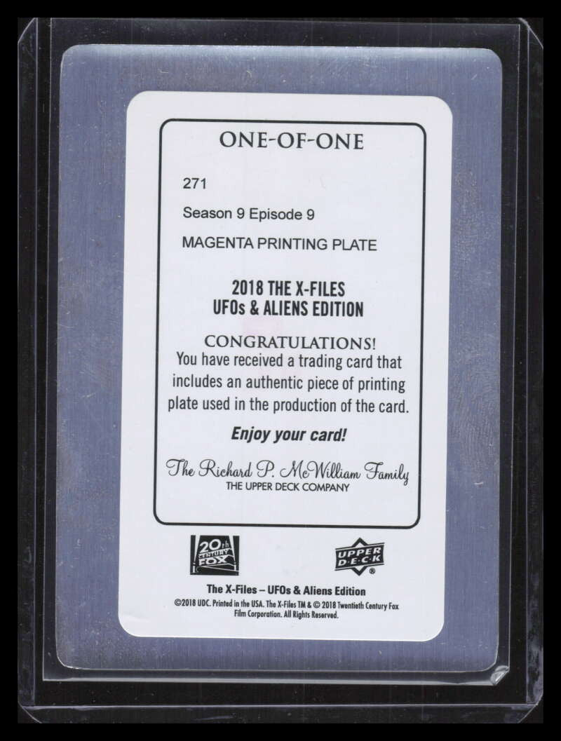 2019 Upper Deck X-Files UFOs Aliens Printing Plate Magenta 271 Provenance 1/1