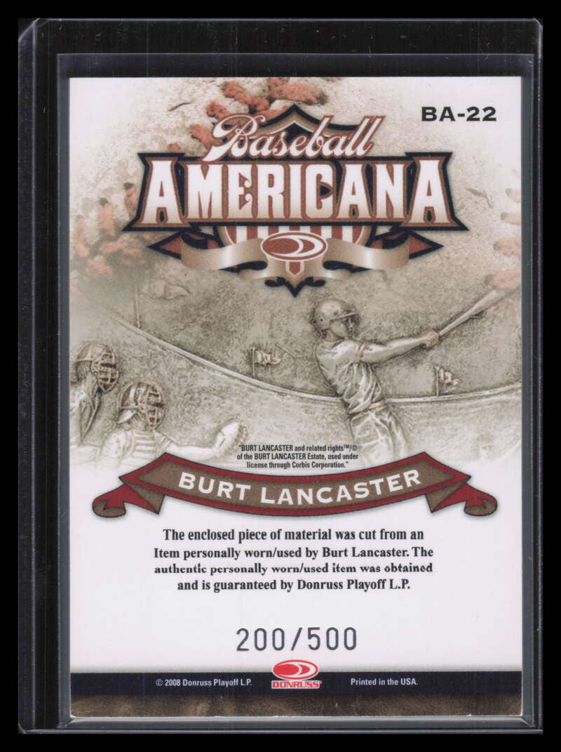 2008 Donruss Threads Baseball Americana Materials Burt Lancaster Relic 200/500