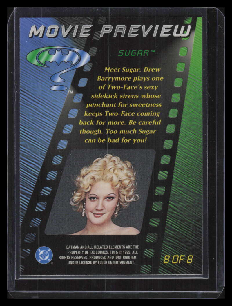 1995 Fleer Metal Batman Forever Movie Previews 8 Sugar Drew Barrymore
