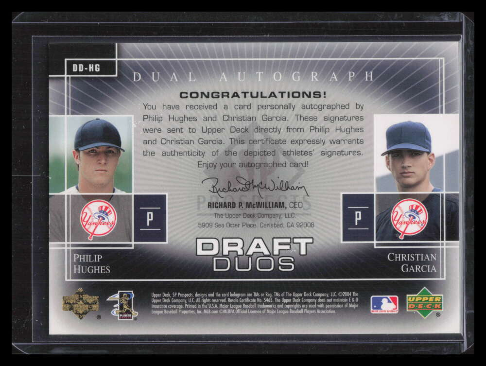 2004 SP Prospects Draft Duos Autographs Garcia Phil Hughes RC Dual Auto 64/175