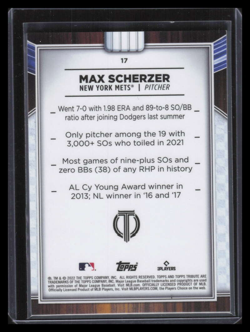 2022 Topps Tribute Purple 17 Max Scherzer 18/50