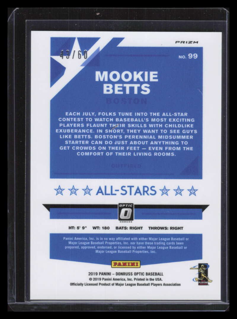 2019 Donruss Optic Red Refractor 99 Mookie Betts AS 43/60 All-Stars