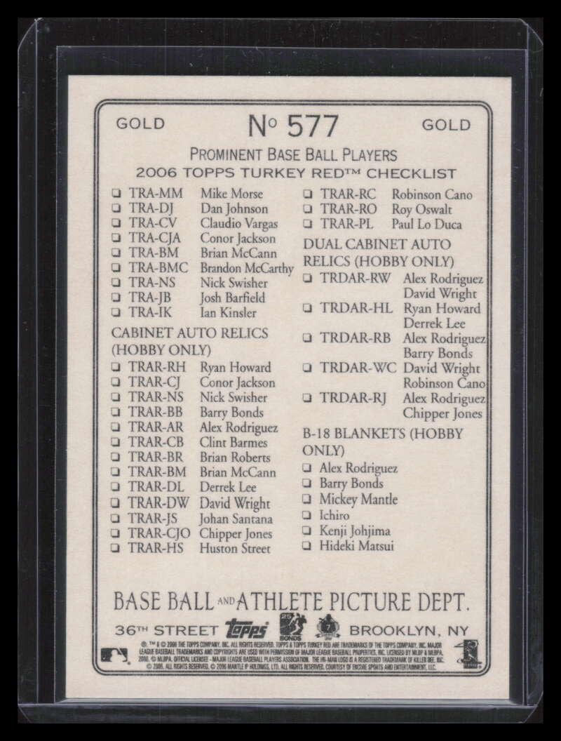 2006 Topps Turkey Red Gold 577 Avoiding The Runner CL Checklist
