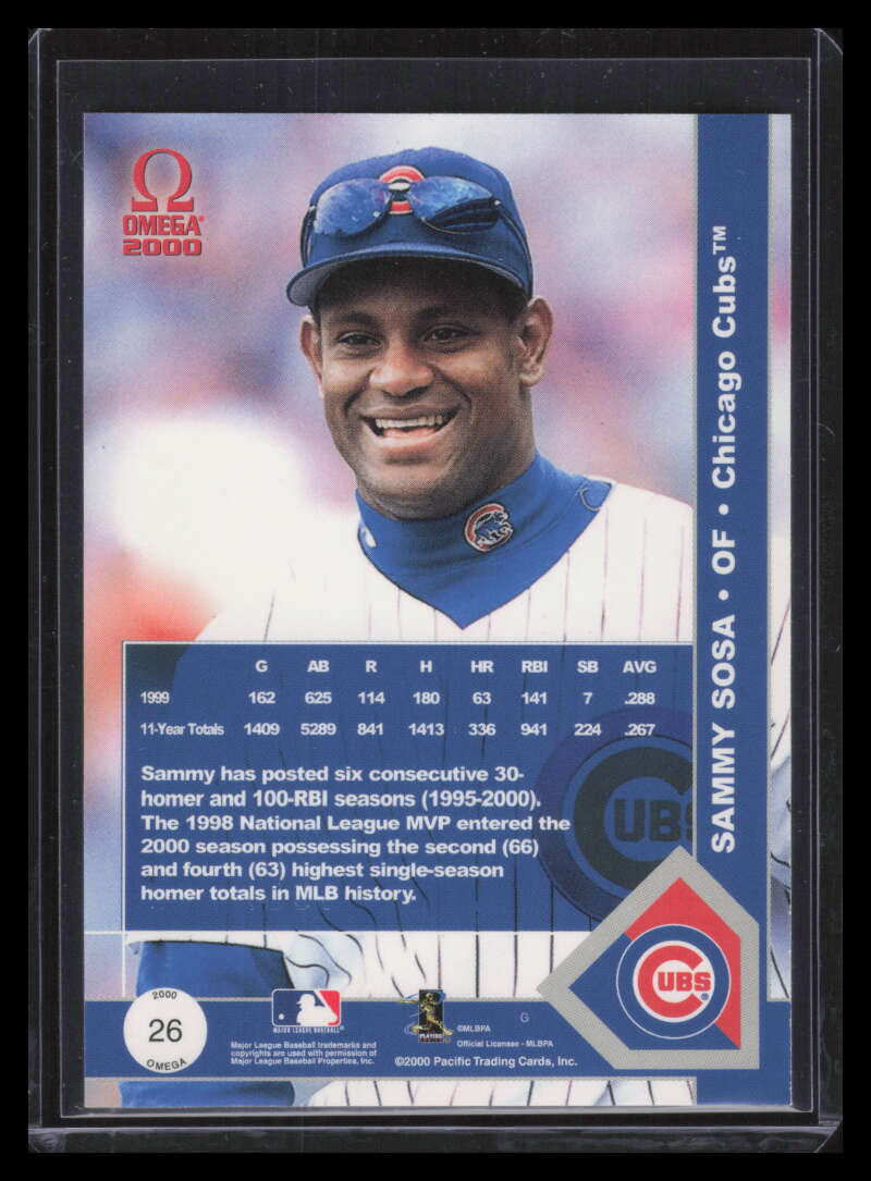 2000 Pacific Omega Gold 26 Sammy Sosa 86/120
