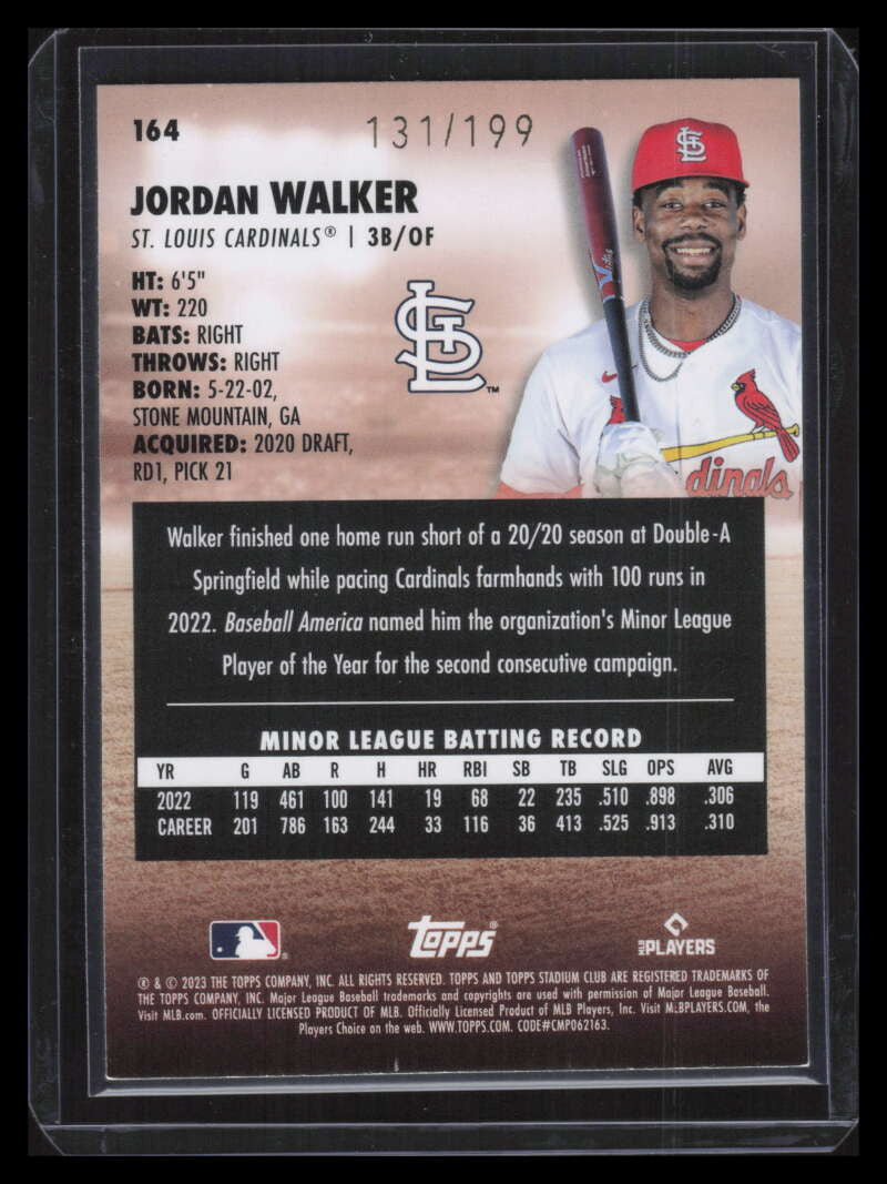 2023 Stadium Club Orange Foil 164 Jordan Walker Rookie 131/199