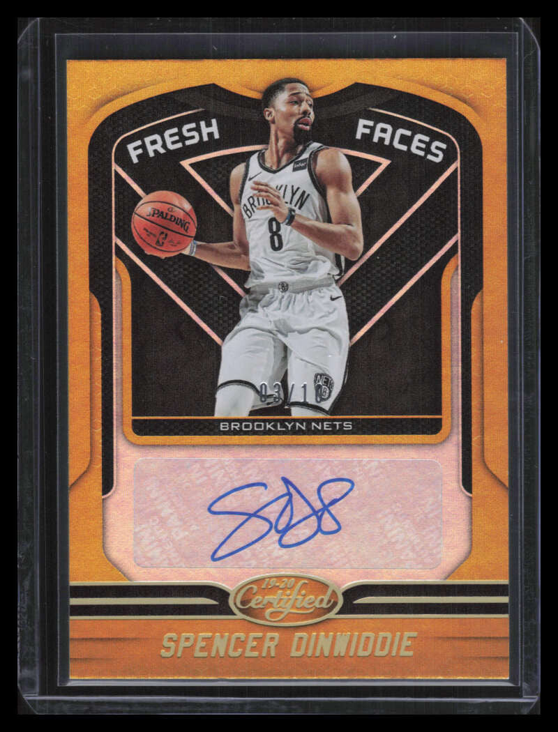 2019-20 Certified Fresh Faces Signatures Mirror Gold Spencer Dinwiddie Auto 3/10