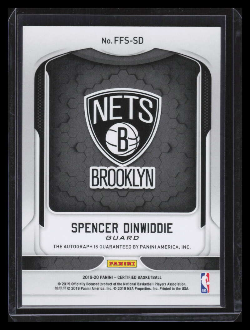 2019-20 Certified Fresh Faces Signatures Mirror Gold Spencer Dinwiddie Auto 3/10