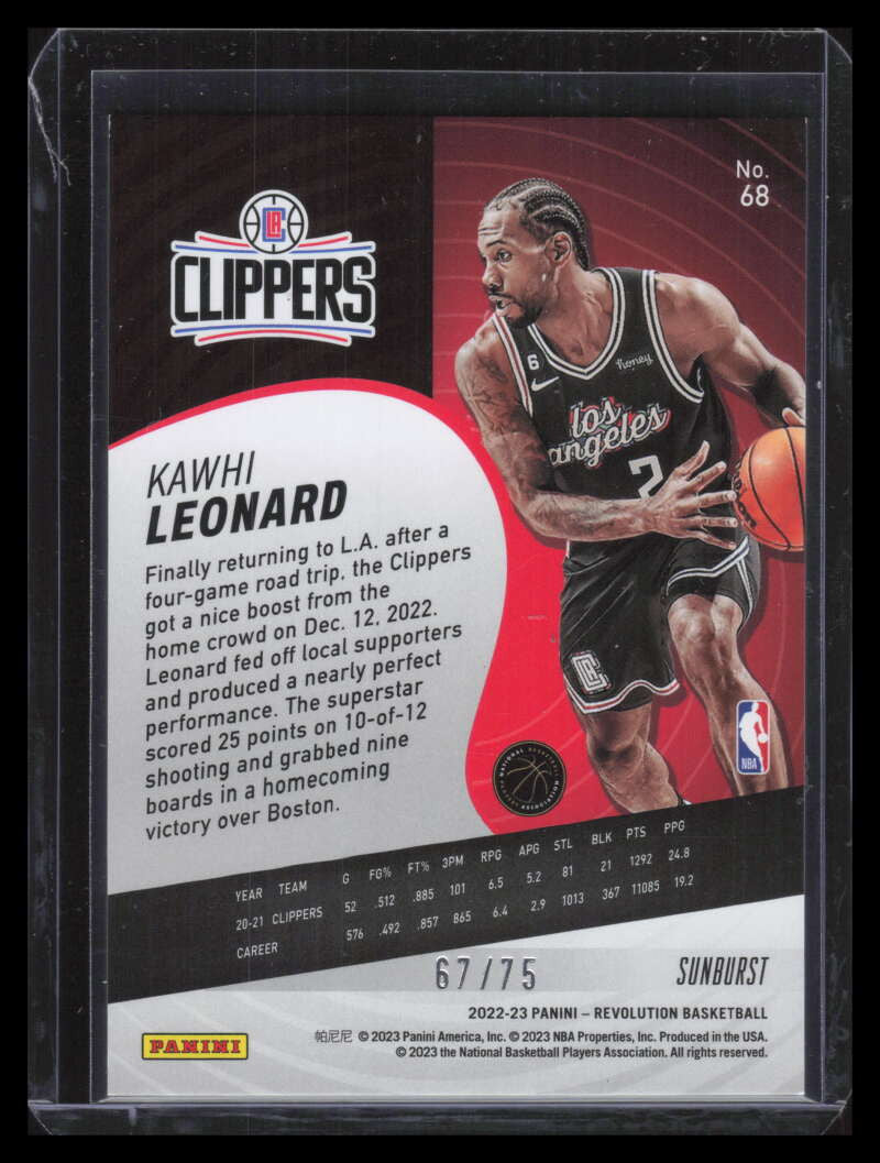 2022-23 Panini Revolution Starburst 68 Kawhi Leonard 67/75